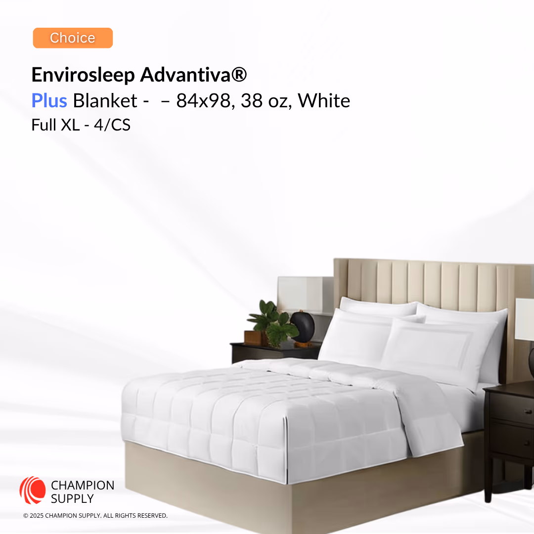 Choice Hotels Advantiva Plus Blanket, Full XL – 84x98, 38 oz, White 4/Case